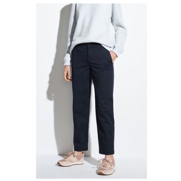 Vince Womens 4 Washed Japanese‎ Cotton Navy Blue Pants Straight Leg Minimalist - Picture 1 of 9